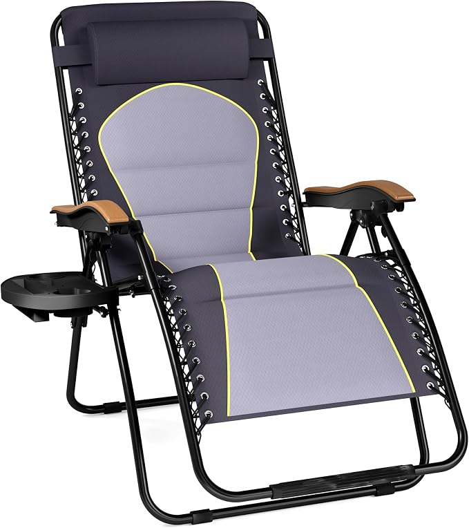 PHI VILLA XXL Oversized Padded Zero Gravity Chair, Foldable Patio Recliner by PHIVILLAThepioneerofcomfortablehouseholdsupplies