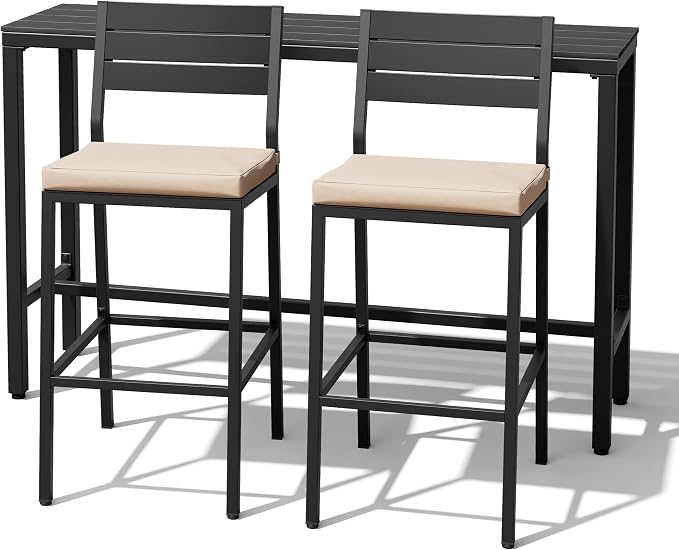 Crestlive Products Outdoor Bar Table and Chairs Set, 3 Piece Outside Patio Bar - Image 9