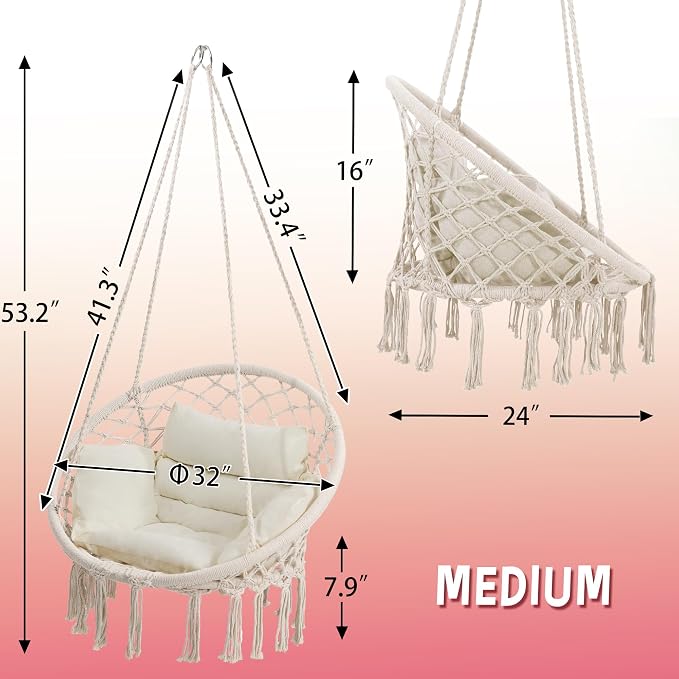 Macrame Hammock Hanging Swinging Chair - Image 6