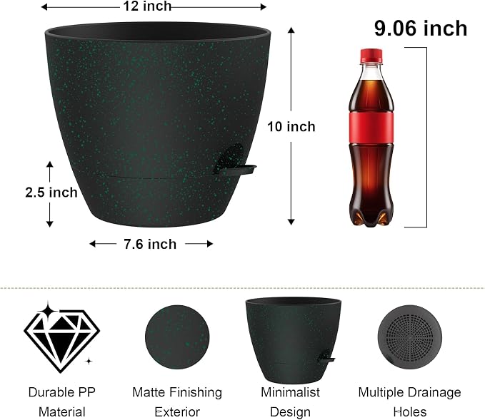 12 Inch Large Self Watering Pots, Flower Pots - Image 2