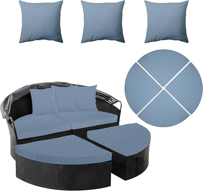 66" Round Daybed Cushion Cover & 3 Pillow Covers Set by dreahoteztil