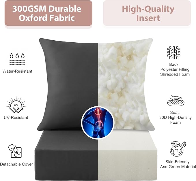 Outdoor Deep Seat Cushion Set, 24x24 Inch Water-Resistant & Fade-Resistant - Image 4