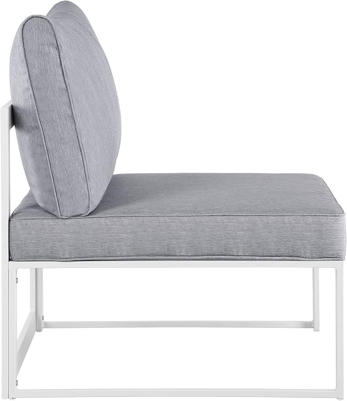 Modway Fortuna Aluminum Outdoor Patio Armless Chair in White Gray - Image 2