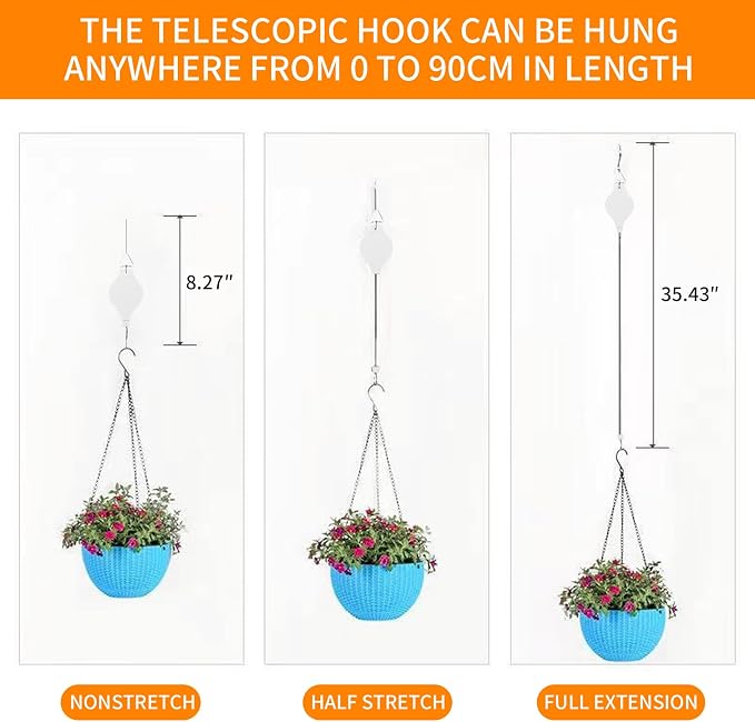 4PCS Plant Pulley Retractable Pulley Plant Hanger Hanging Flower Basket Hook - Image 2