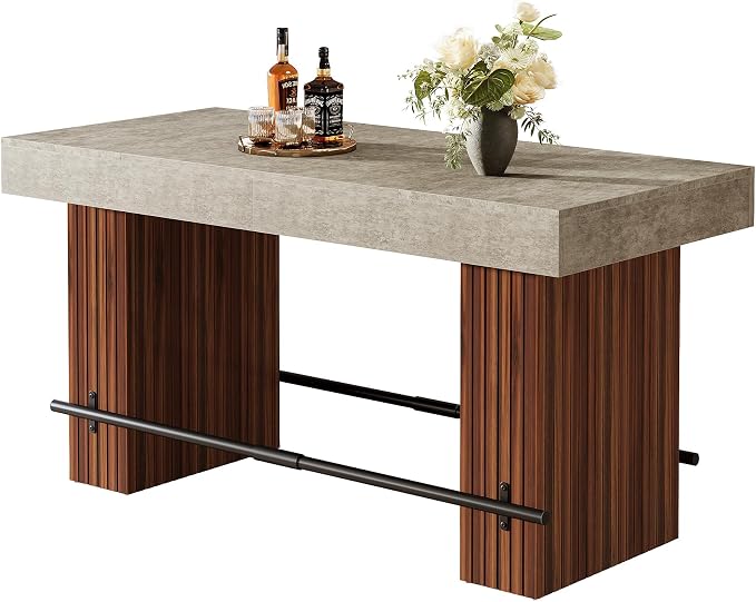Tribesigns 62.2 Inch Bar Table, Industrial Bar Height Counter Table, - Image 8