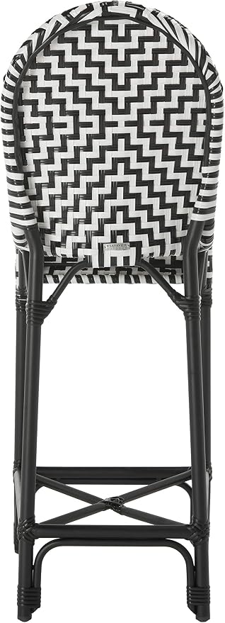 SAFAVIEH Outdoor Collection Tilden Black and White Indoor/Outdoor Bar Stool - Image 9