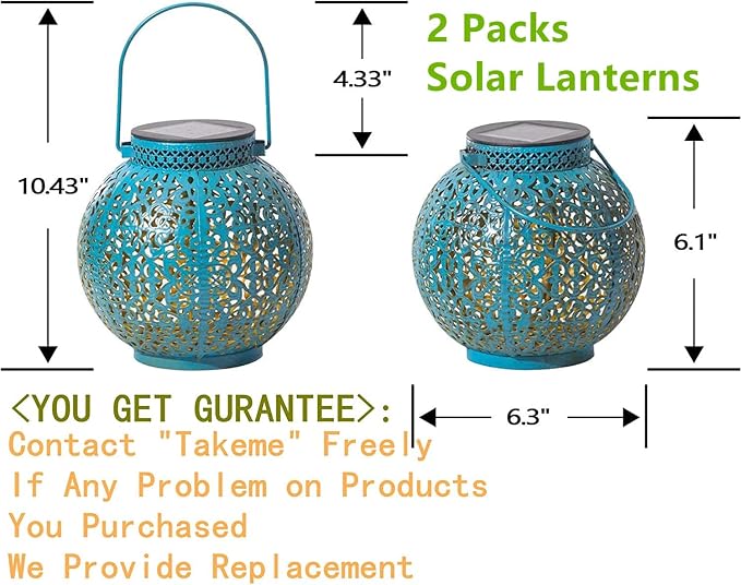 TAKE ME 2 Packs Solar Lanterns Outdoor Lights Waterproof Garden Lanterns - Image 4