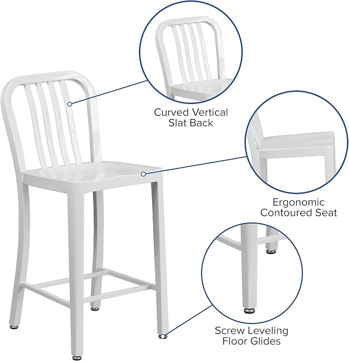 Flash Furniture Commercial Grade 24" High White Metal Indoor-Outdoor Counter - Image 5