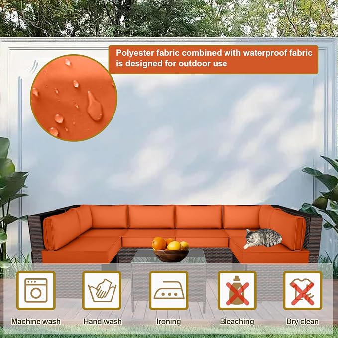 14 Piece Outdoor Patio Cushion Cover Replacement, Waterproof Patio Cushion - Image 4