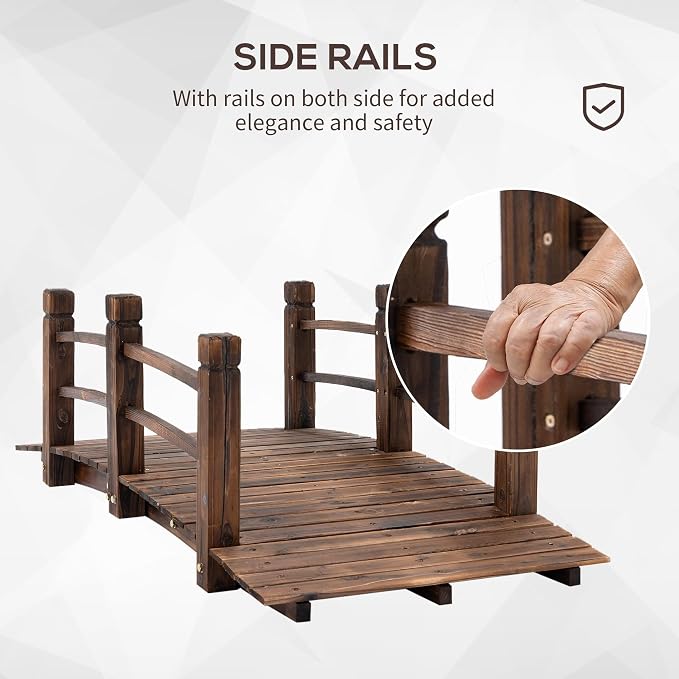 Fir Wood Garden Bridge, 5ft Arc Walkway - Image 3