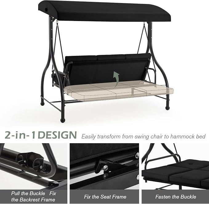 AECOJOY 3-Seat Outdoor Porch Swing - Image 2