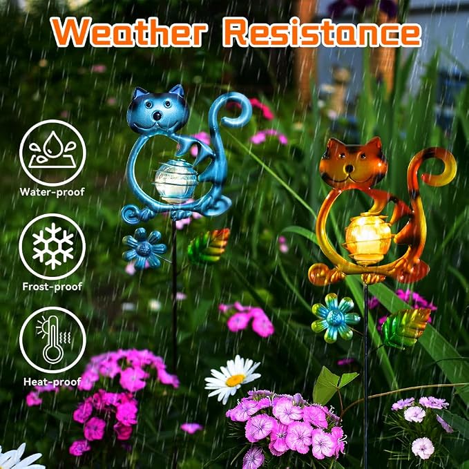 Solar Garden Lights Outdoor Decor, 26.4''H Cat Figurine Lights, Waterproof - Image 5