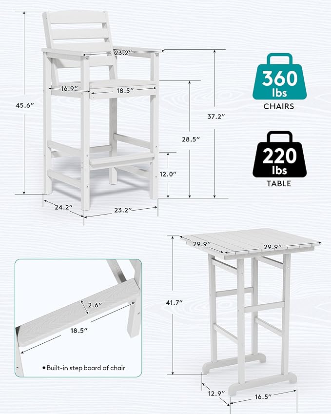 SERWALL 6 Pieces Outdoor Patio Bar Set - Image 5