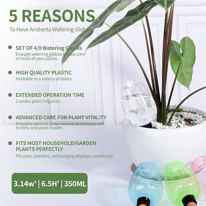 8 Pcs Plant Watering Globes Self Watering Planter Insert Plants Top Fill Water - Image 2