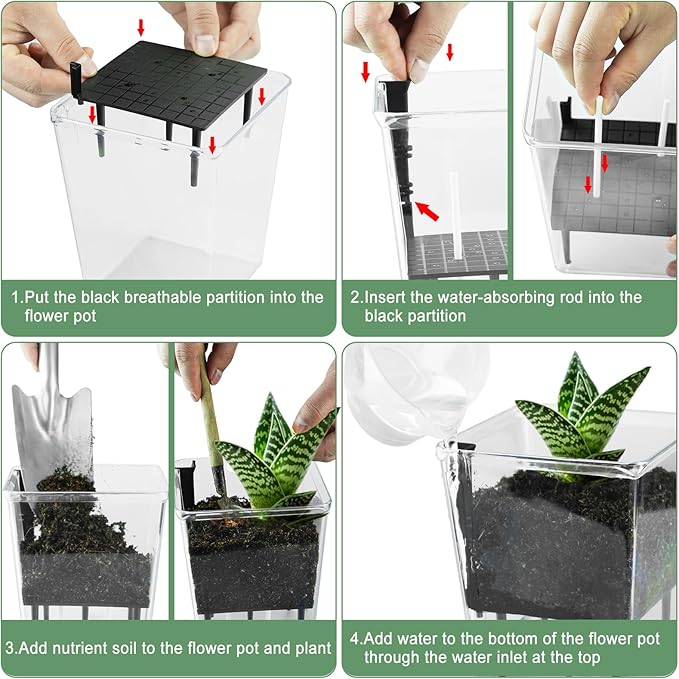 Self Watering Pots Set, 3 Pack 2.7 Inch Pots - Image 5