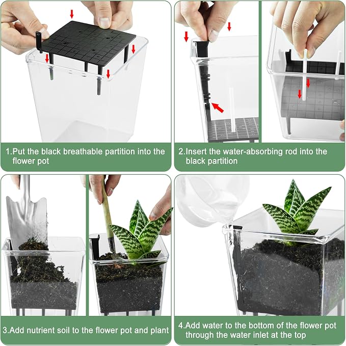 Self Watering Pots Set, 3 Pack 5 Inch - Image 9