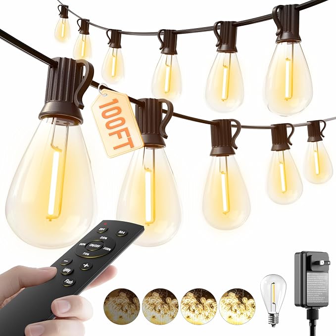 luckystyle 100FT LED Outdoor String Lights by luckystyle