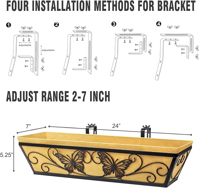4 Pack 24 Inch Window Boxes Planter Railing Planters Box - Image 5