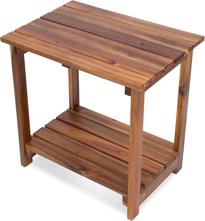Shine Company Indoor/Outdoor Providence Rectangular Acacia Wooden Side Table by ShineCompany