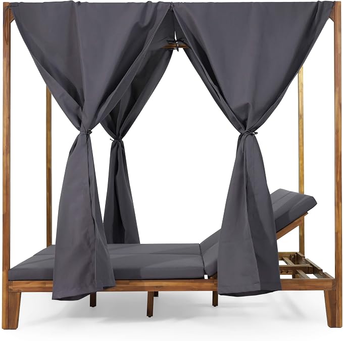 Christopher Knight Home Kinzie Outdoor DAYBED, Dark Grey + Teak Finish - Image 6