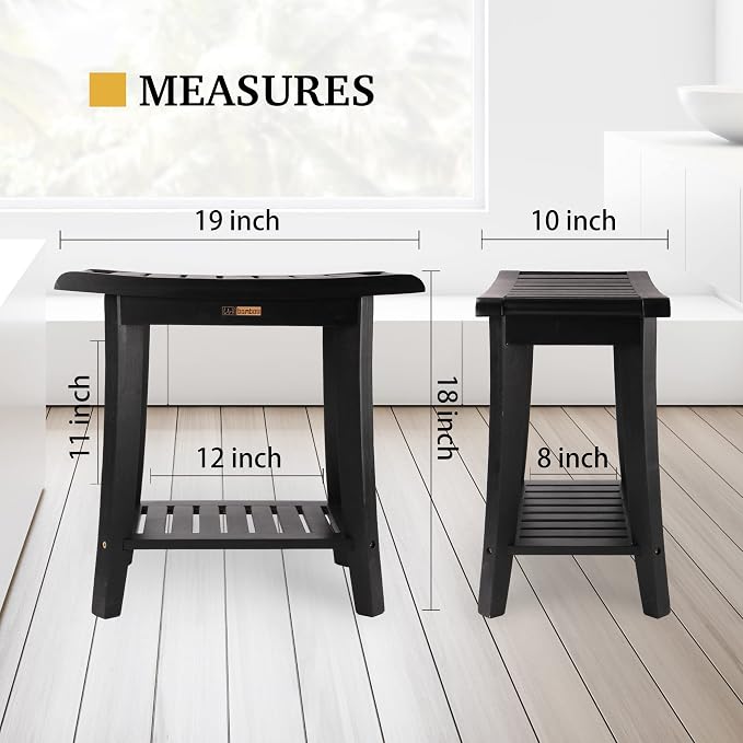 Bamboo Shower Bench Inside Shower Stool - Image 3