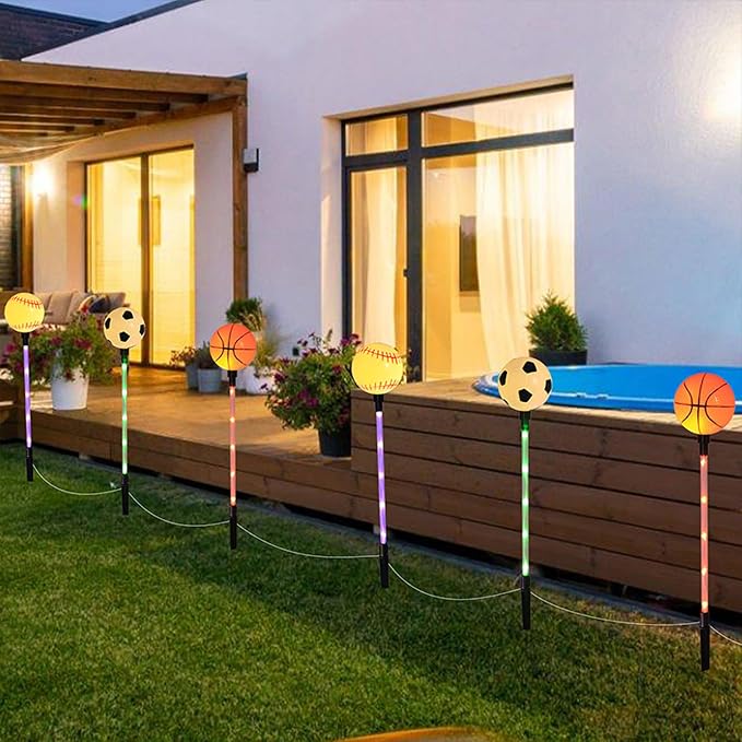 Solar Lights Outdoor, Baseball Soccer Basketball Theme LED Stake Light - Image 2