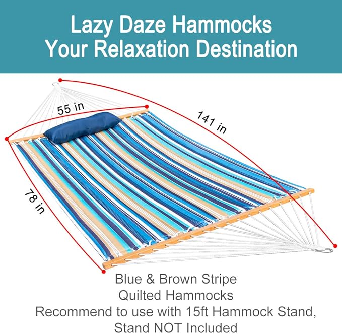 Lazy Daze Hammocks 12 FT Quilted Fabric Double Hammock - Image 3
