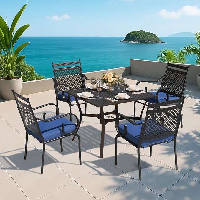 MELLCOM 5 Pcs Patio Dining Set, Outdoor Table and Chairs by MELLCOM