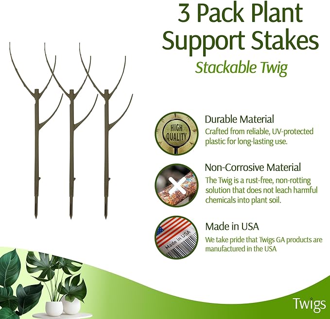 Stackable Plant Support Stakes, Indoor & Outdoor Houseplant Stem Support - Image 2