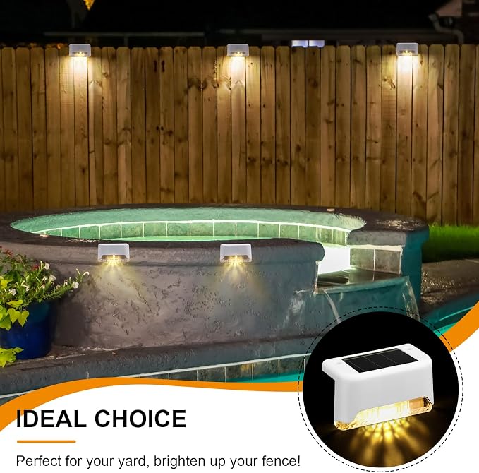 Geelin 32 Pcs Solar Deck Lights Outdoor, Waterproof LED Solar Step Fence Lights - Image 6