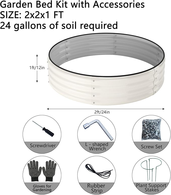 Galvanized Metal Planter Round Raised Garden Bed Kit - Image 2