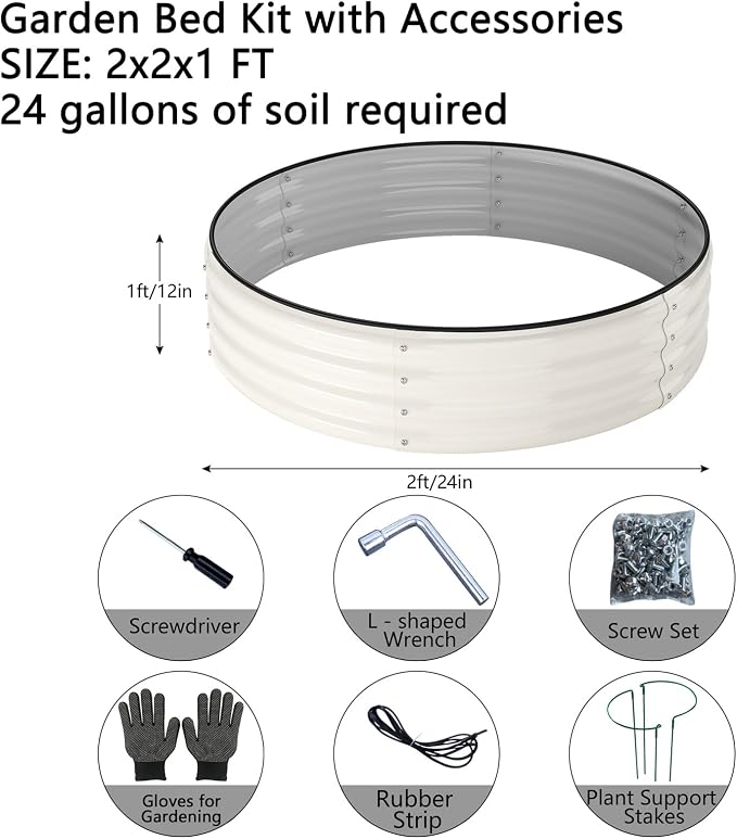 Galvanized Metal Planter Round Raised Garden Bed Kit - Image 2