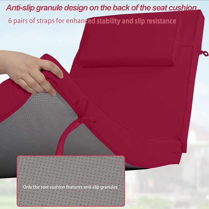 Chaise Lounge Cushions Outdoor 72x21x4 Inch, Patio Lounger Chair Cushion - Image 5