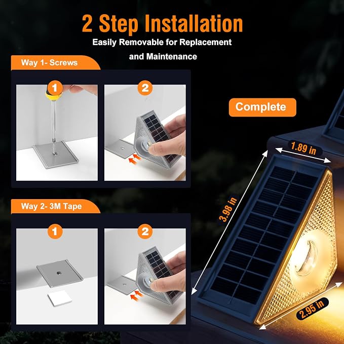 Solar Step Lights Outdoor Waterproof, 6 Pack Triangle LED Deck Lights, IP65 - Image 6