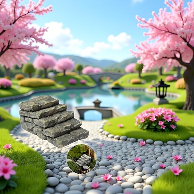 3Pcs Miniature Resin Bridge Stair Stone Straight Bridge Stairs Steps Garden - Image 4