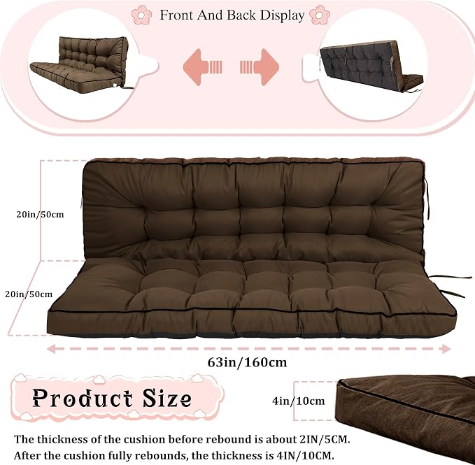 2-3 Seat Swing Replacement Cushion, Outdoor Bench Cushions - Image 5