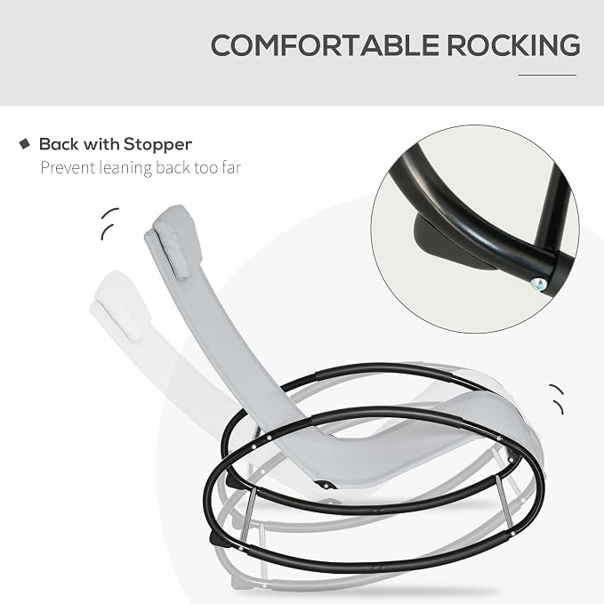 Outsunny Pool Lounger, Outdoor Rocking Lounge Chair - Image 4