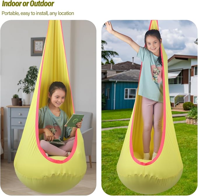 Kids Pod Swing Seat, Max 300 Lbs, Child Sensory Swing Chair Indoor & Outdoor - Image 7