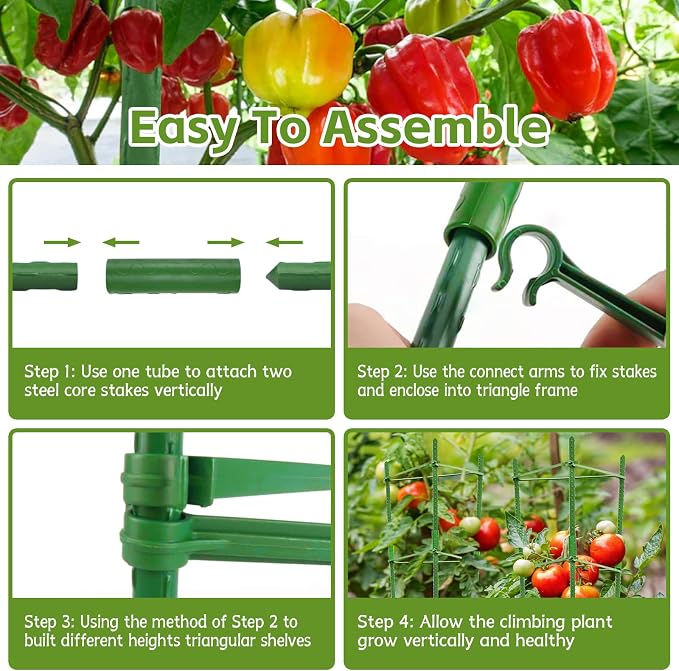 Riare 8 Pack 4 FT Tomato Cages for Garden- 48inches Heavy Duty Garden Stakes - Image 4