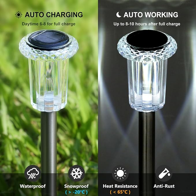 DenicMic Solar Lights Outdoor 15 Pack Waterproof 6000K Cold White LED Stainless - Image 3