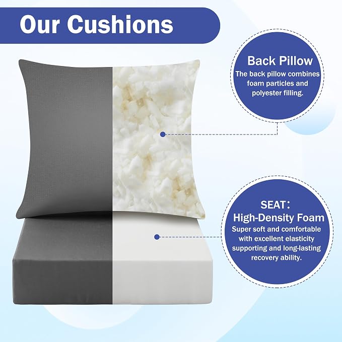 Outdoor Seat Cushion Set, Waterproof & Fade Resistant Patio Chair Cushions - Image 4