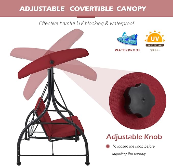 AECOJOY 3-Seat Outdoor Porch Swing - Image 3