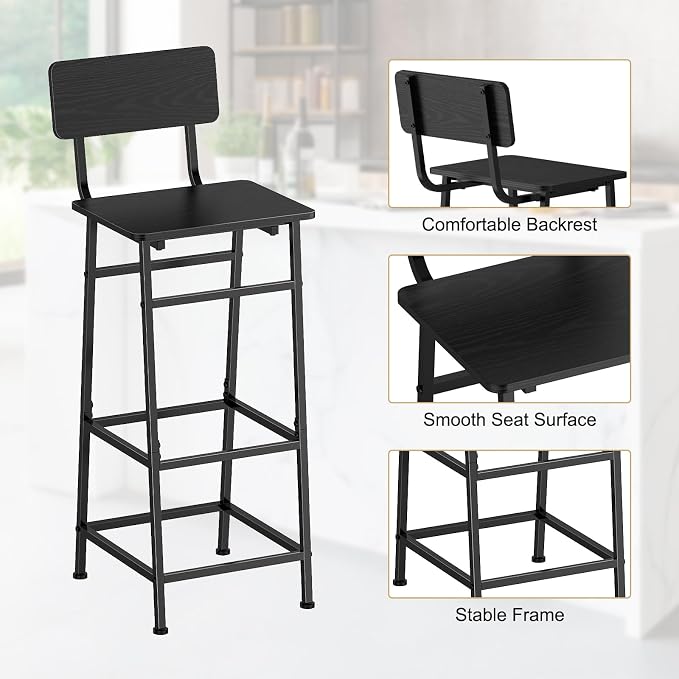 LIANTRAL Set of 2 Bar Stools, Counter Height Bar Stools - Image 5