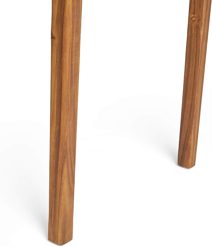 Polaris Outdoor Minimalist Acacia Wood Rectangle Bar Table - Image 7
