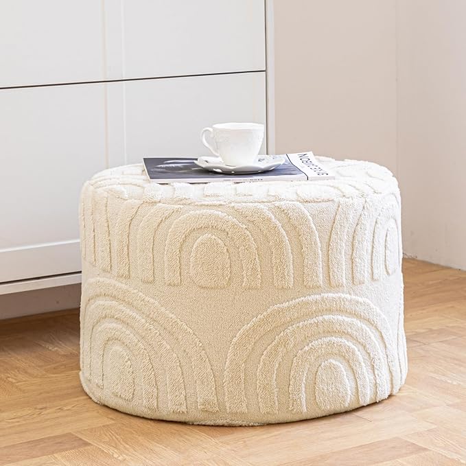 Asuprui Plush Fabric Ottoman Footrest – 20"x14" Soft Foam Pouf by Asuprui