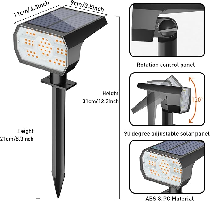 NYMPHY Solar Lights Outdoor Waterproof IP68, 56 LED 3 Lighting Modes Solar - Image 5