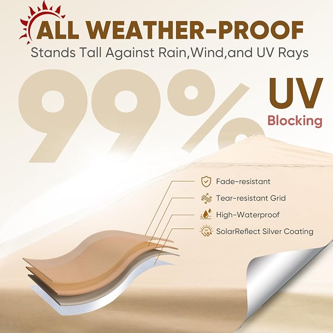 Sekey 10x10 Pop Up Canopy with Pockets Sidewall, One Push Setup Instant Outdoor - Image 4