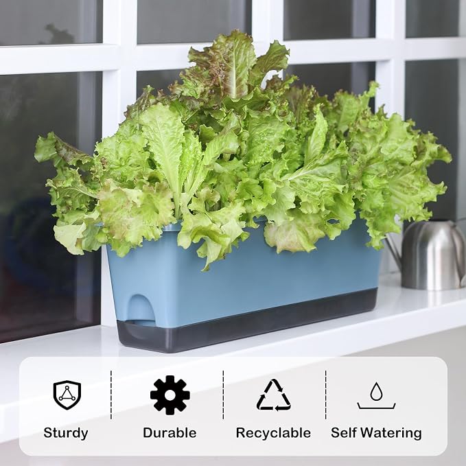 Window Box Planter 4 Packs, 17 Inches Rectangle Flower Pots - Image 5