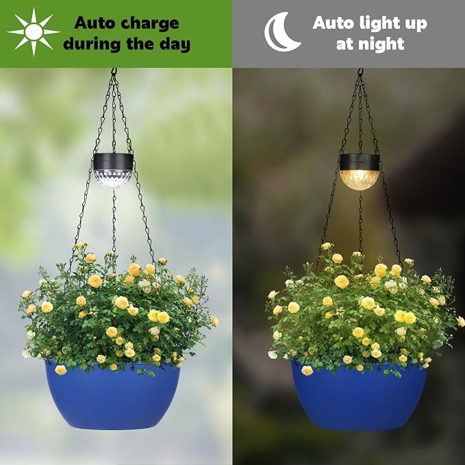 BAYN 2 Packs Solar Hanging Basket Planters - Image 5
