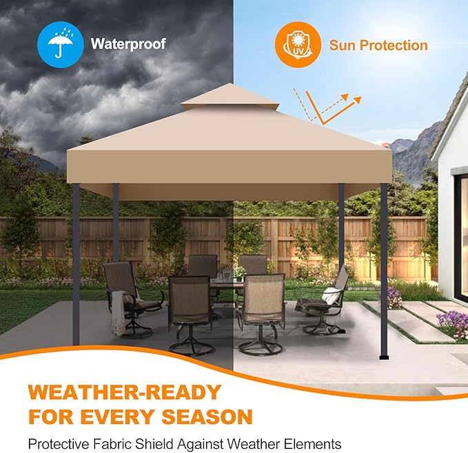10x10 Canopy Replacement Top Cover Canopy Top Replacement Double Layer Vented - Image 2